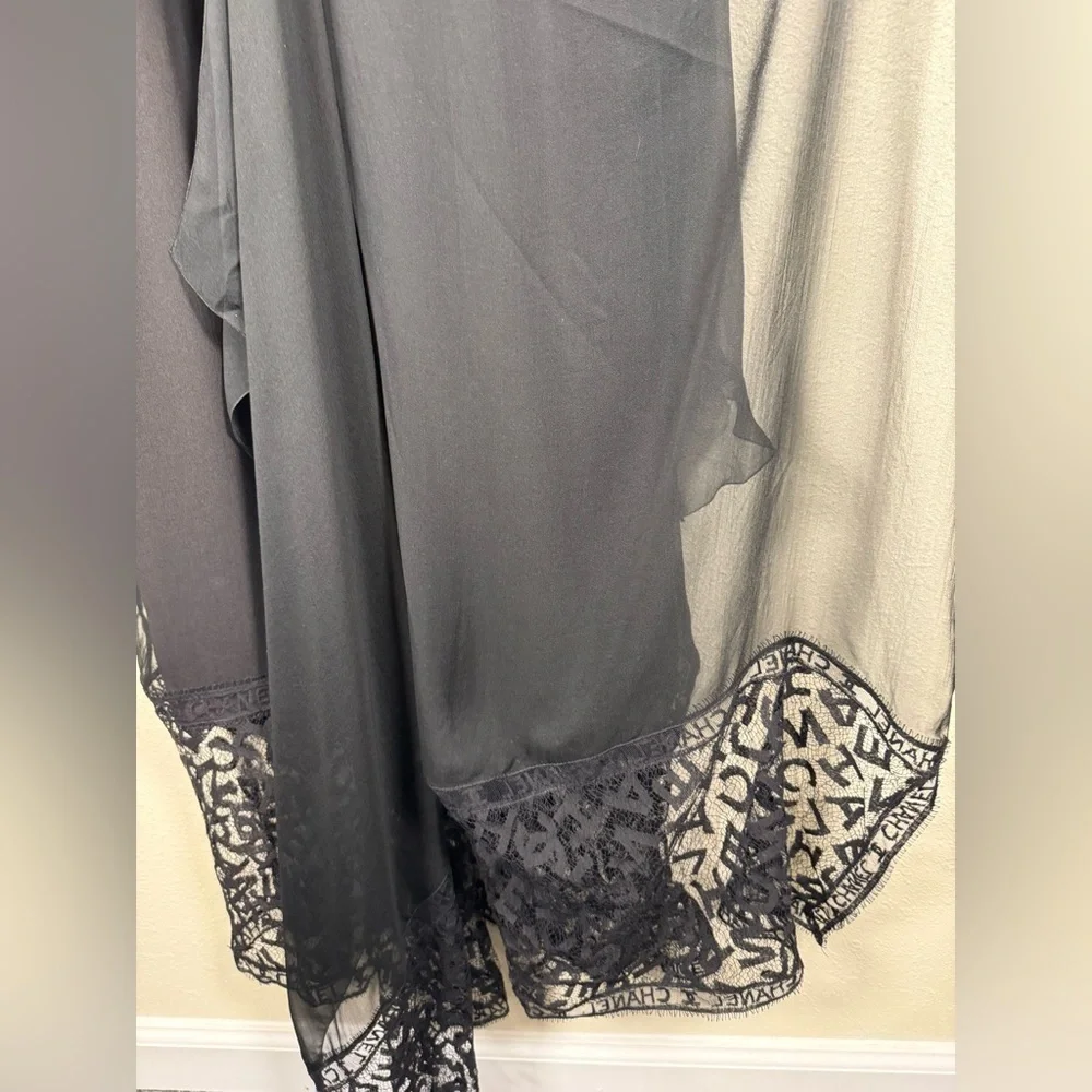 CHANEL FW/1998 RUNWAY VINTAGE CC LOGO SHEER LACE SILK EVENING GOWN - Picture 6 of 15